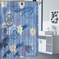 thumbnail image 3 of Vintage Compass Flower Shower Curtain Blue White Nautical Gears Rose Floral Bath Curtain Polyester Fabric Bathroom Decor 72x72 Inch, 3 of 5