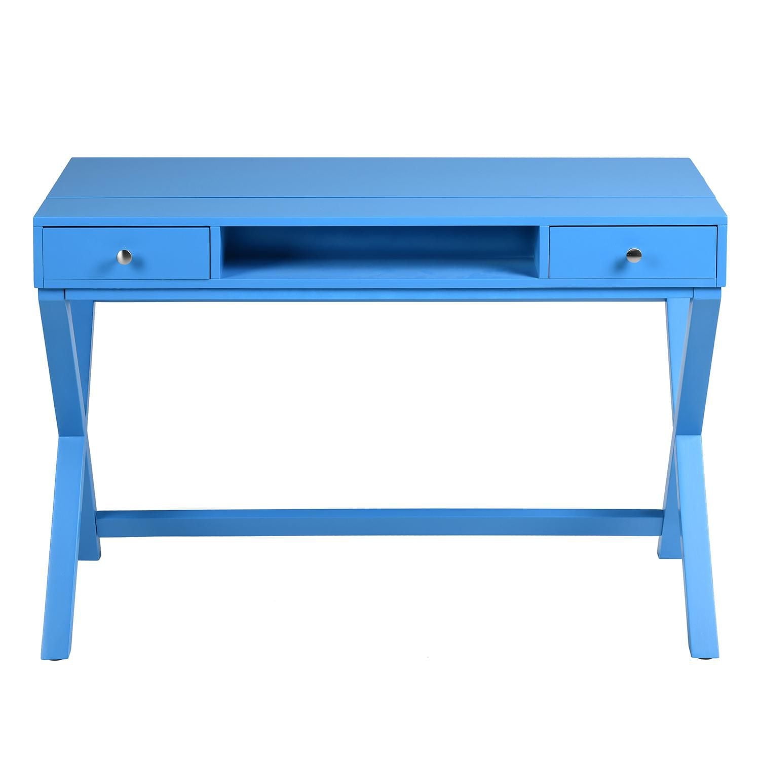 Homylin Computer Desk with Lift Top and Drawers, 44 inch Office Desk with Storage, Writing Desk with Shelf, Work Desk Workstation for Home Office and Bedroom, Blue
