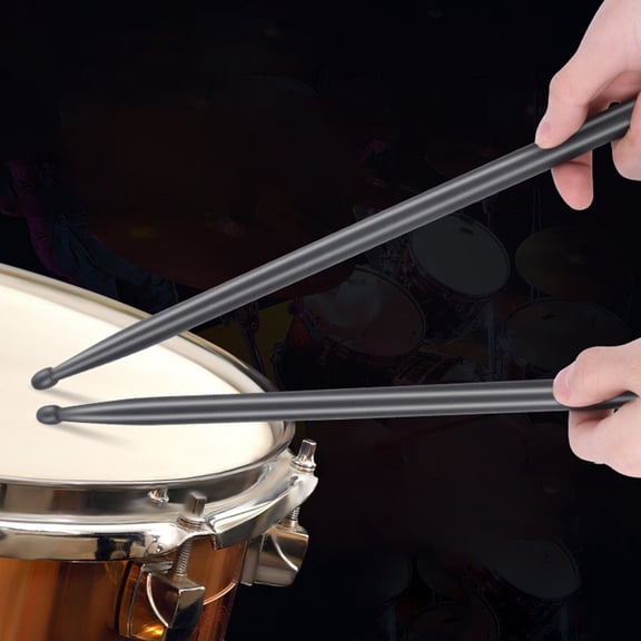 KONTONTY 1 Pair Professional Design Round Black Aluminium Alloy Drumsticks for Percussion Drum Sticks