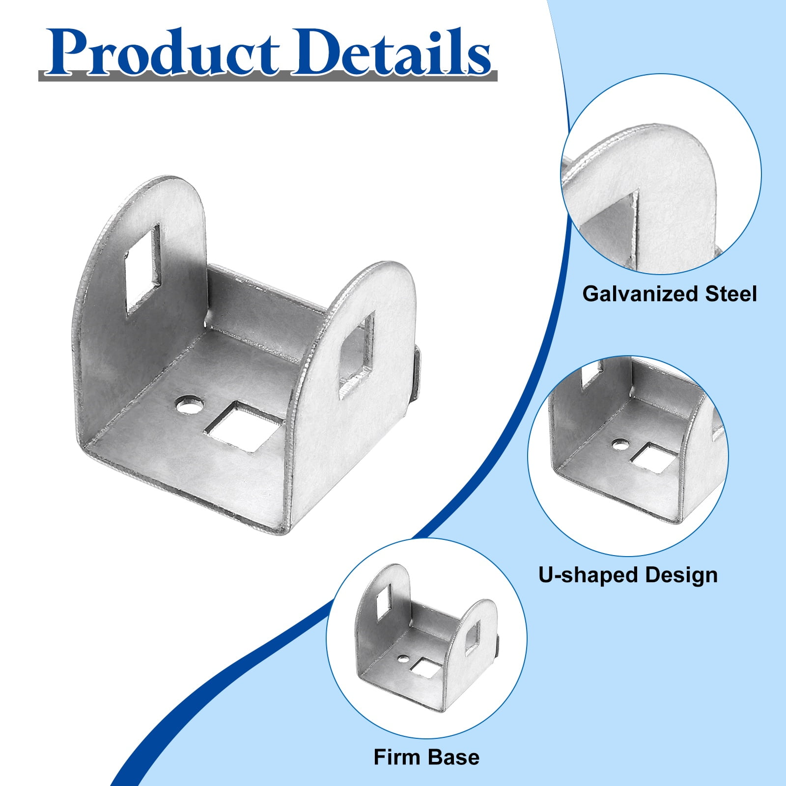 Uxcell 10 Pcs U Bracket for 1.44" Panels, 36 x 40 x 41mm Metal U Shaped Fasteners Brackets for Guardrail or Partitions Connection, Silver