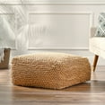 thumbnail image 2 of GDF Studio Wilsey Boho Handcrafted Tufted Fabric Square Pouf, Natural, 2 of 8