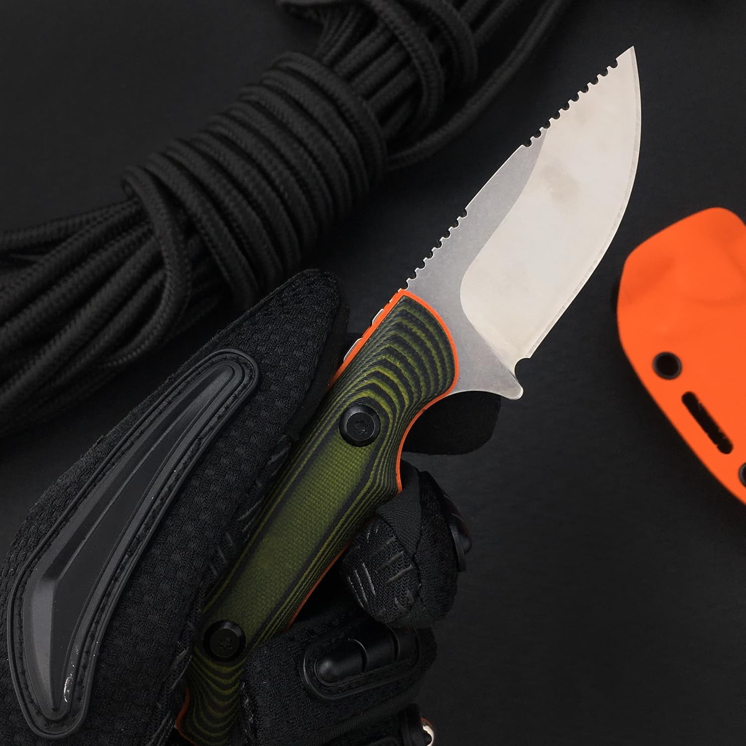 ABCISI 6.3 Inches Fixed Blade Knife with Kydex Sheath, 8Cr13Mov Blade, Compact Full Tang Hunter's Fixed Blade Knife, Full Tang G10 Handle, EDC Camping Hunting Knife for Camping,Survival and Adventure