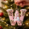 thumbnail image 6 of Acrylic Letter Christmas Ornament Pink Snowman Monogram Hanging Decoration with Initial for Xmas Tree Gift for Friends (3.15In), 6 of 7