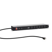 Monoprice 14 Outlet Metal 1U Rackmount Power Distribution Unit - 6 Feet Cord - Black | 1050 Joules, Equipped with Circuit Breaker for Overload Protection