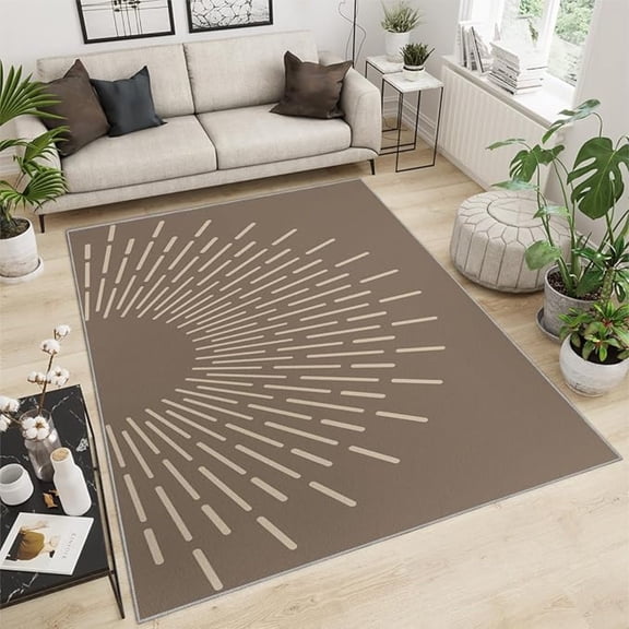 Brown Bohemian Area Rug, Medieval Sunshine Stripes Machine Washable Rugs, Rugs For Living Room, With Anti-Slip Easy Clean Carpet For Bedroom Kitchen Dining Room Home Office 3x4ft