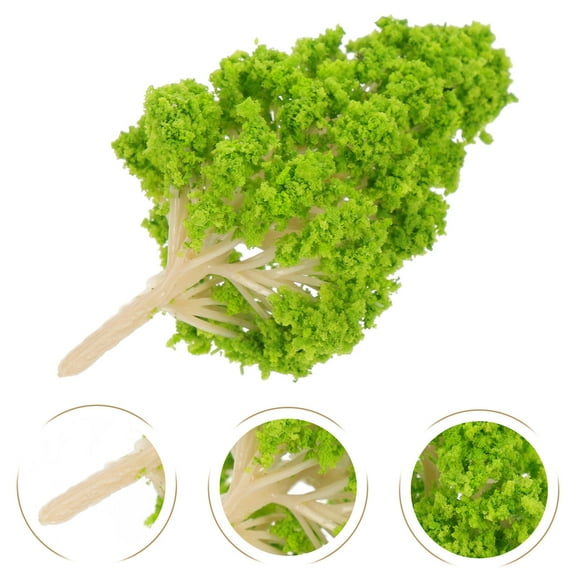 DECOMELODY Miniature Sand Table Tree Model Yellowish Green Silk Wool 10Pcs 1.77x1.77x3.93in