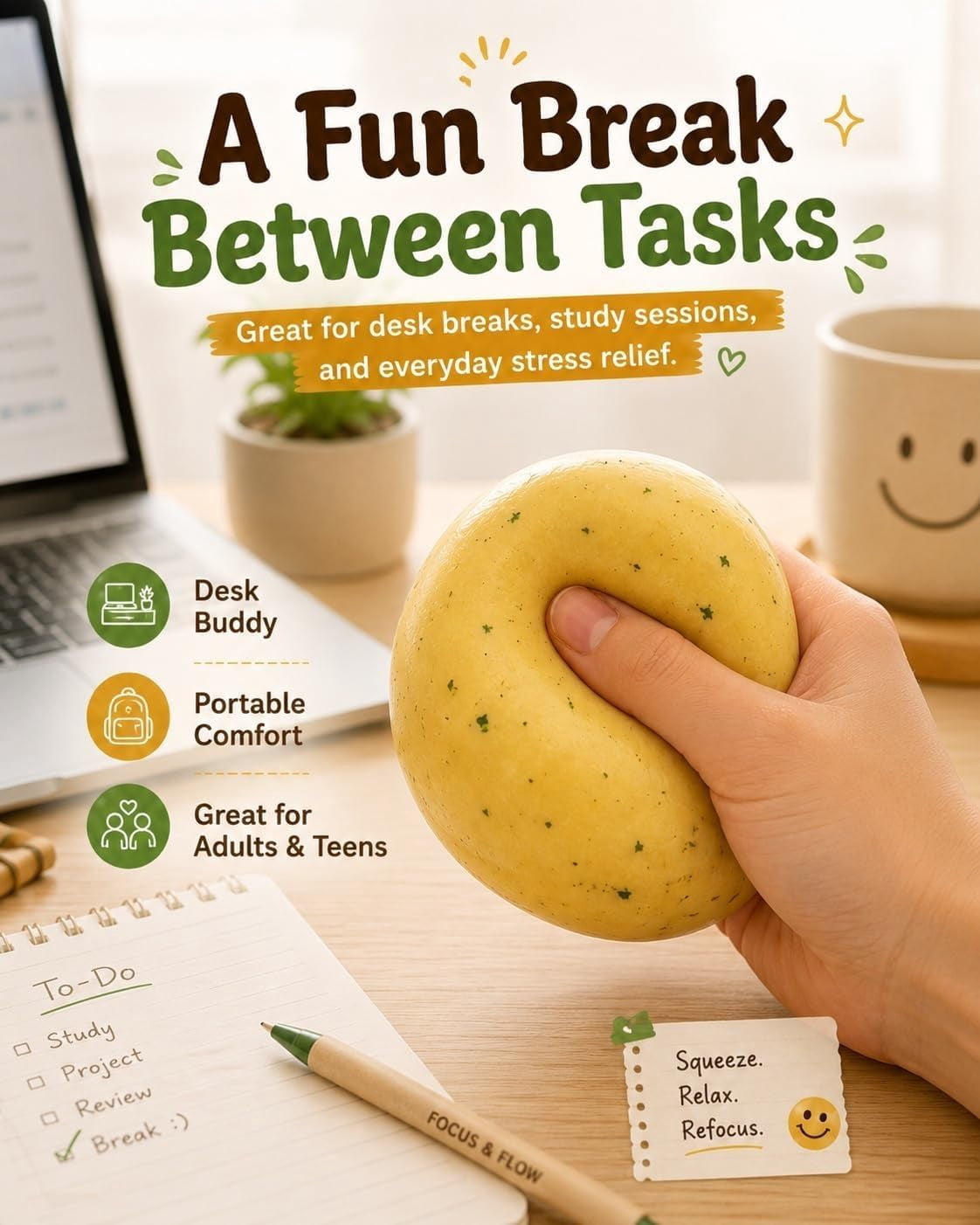 2026 New Potato Squishy, Silky Texture Fake Food Squeeze Toy, Portable Stress Relief Ball (3Pcs)