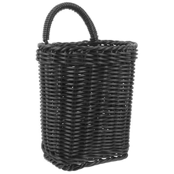 ELAYARD Plastic Woven Wall Storage Basket Black for Kitchen Decor and Organization