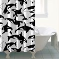 thumbnail image 4 of Shark Shower Curtain - Tropical Marine Life print Art, Water-Resistant Washable Fabric Bathroom Set with 12 Hooks,72x72in, 4 of 5