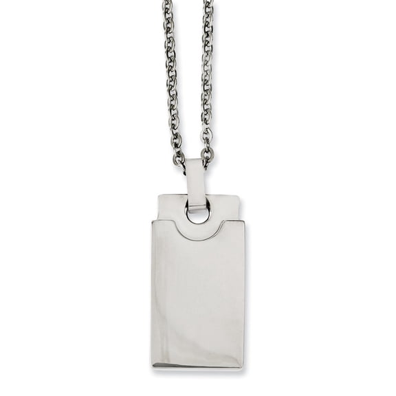 Stainless Steel Polished Square 22inch Necklace - 22 Inch