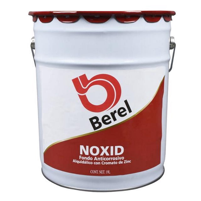 BEREL Noxid Fondo Anticorrosivo Alquidálico Interior/Exterior 19L Rojo Oxido Protección para Metal