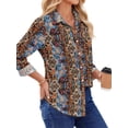thumbnail image 3 of Fantaslook Womens Button Down Shirts Boho Floral Printed Long Sleeve Blouses Business Work Shirt Dressy Casual Loose Tops, 3 of 10