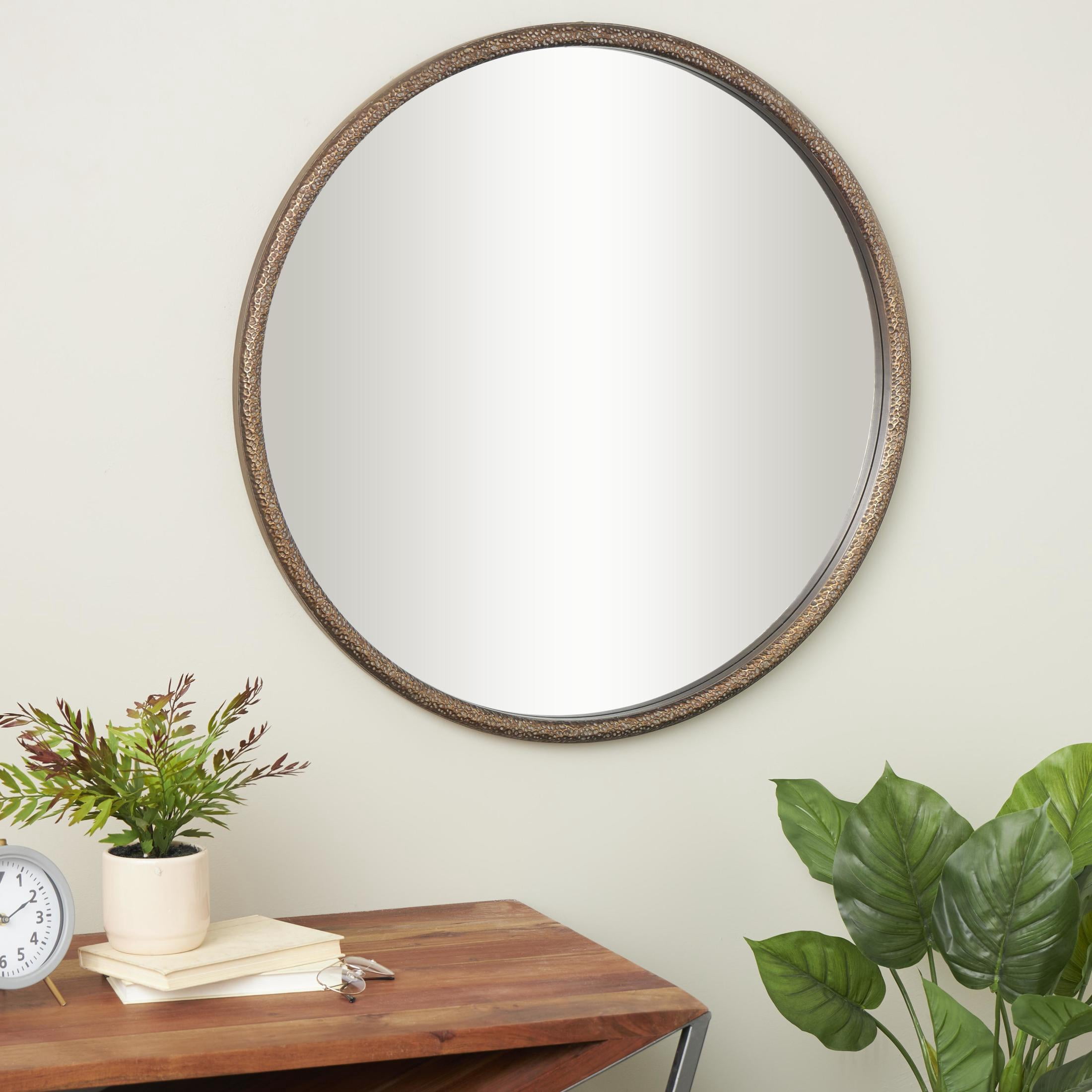 DecMode 34" x 34" Copper Weathered Spotted Wall Mirror with Hammered Texture