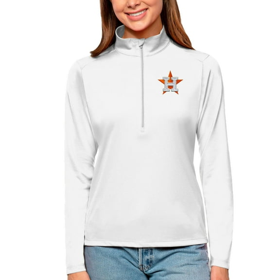 Women's Antigua White Houston Astros Tribute Quarter-Zip Pullover Top