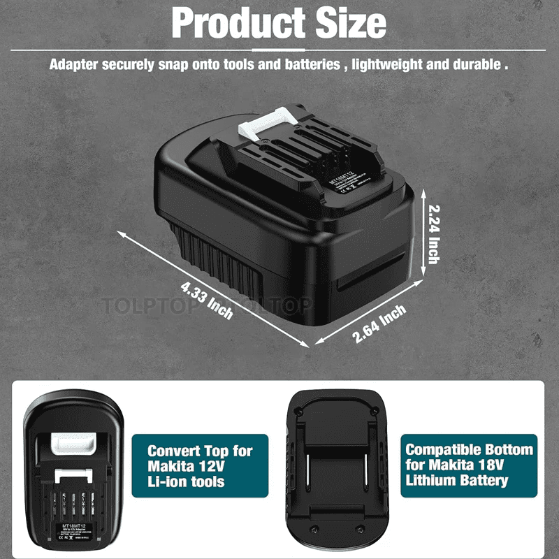 Adapter for  De.walt 20V & for Mil*wau.kee 18V Battery Convert to for Ma.kita 12V Max CXT Lithium Ion BL1021B BL1016 Batteries, Work for Ma.kita 12V Cordless Power Tool(No Battery)