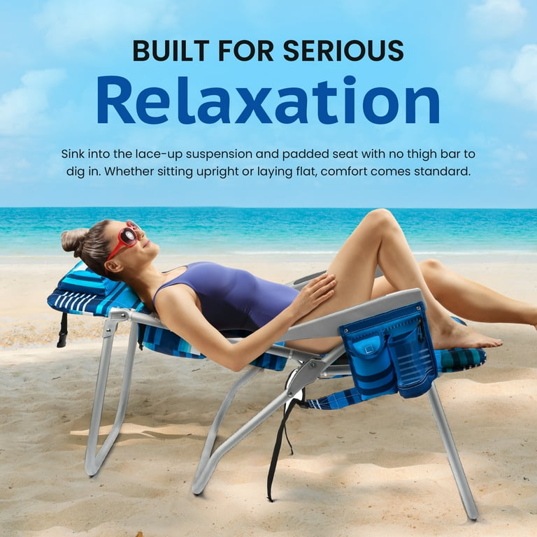 Homevative Tall Folding Backpack Beach Chair with Towel Bar, High