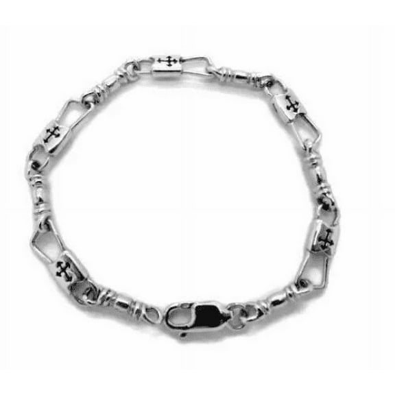 Twin's Jewelry Budded Cross Bracelet in Sterling Silver, 7''