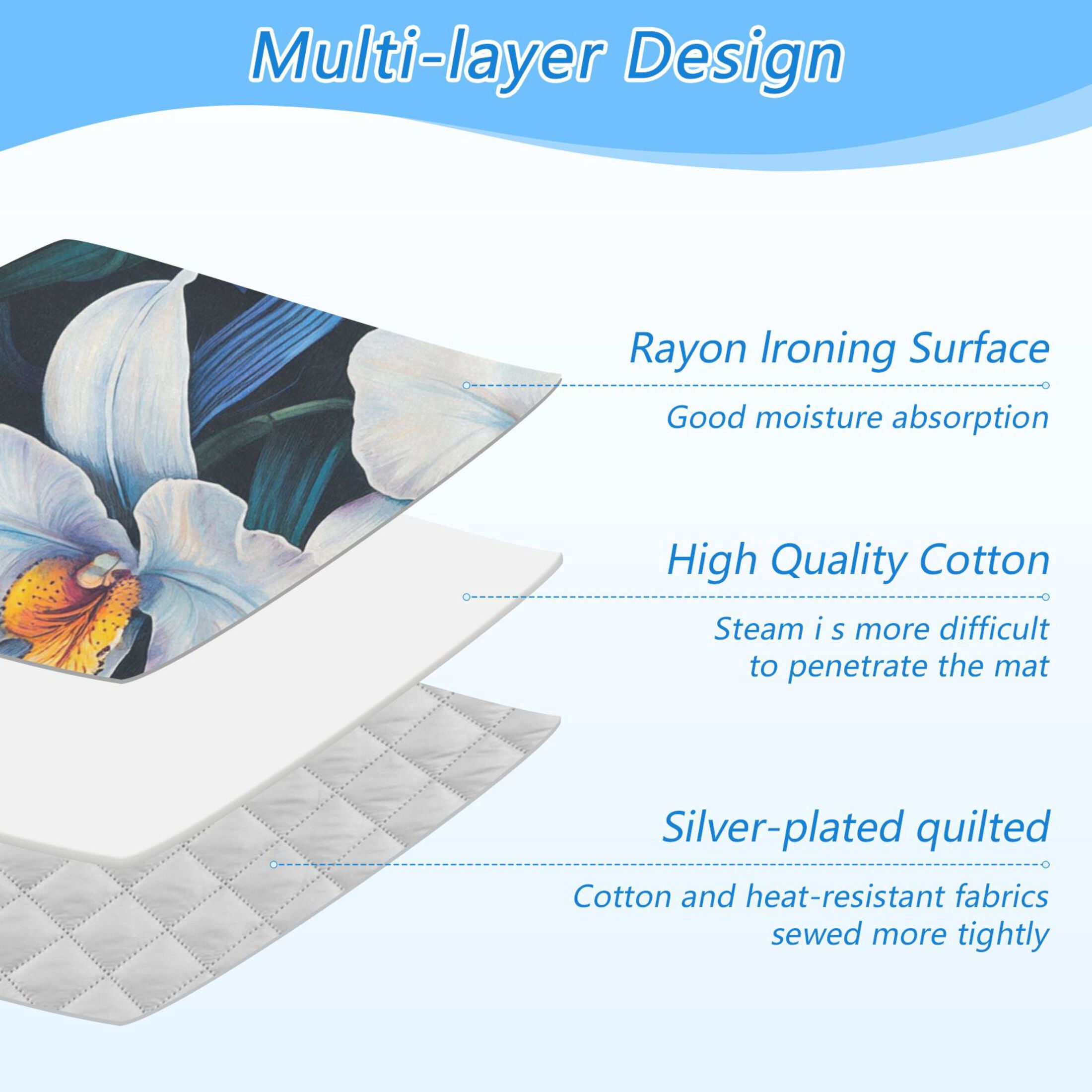 Colorful Beautiful Flowers Ironing Mat Blanket for Table Top Travel Portable Ironing Board Pad 47.2x27.6 Inch