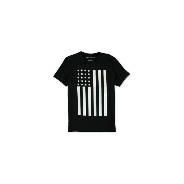 Camiseta gráfica Aeropostale para hombre con bandera estadounidense negra mediana