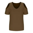thumbnail image 6 of Uaswgudfs Women's Cold shoulder V-Neck Summer Tee – Loose-Fit Short Sleeve Casual Top with Cute Basic Design, 6 of 7