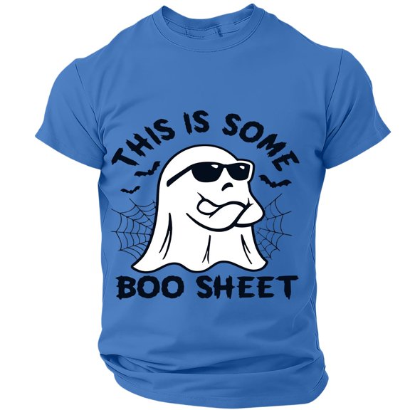 Men Retro Halloween Costume Short Sleeve Tee, This is Some Boo Sheet Funny Ghost Graphic Casual T Shirts Party Favor for Men