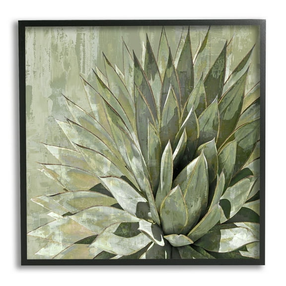 Stupell Industries Green Botanical Abstract Leaves Botanical & Floral Painting Black Framed Art Print Wall Art