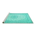 thumbnail image 2 of Ahgly Company Machine Washable Indoor Round Medallion Turquoise Blue Traditional Area Rugs, 6' Round, 2 of 4
