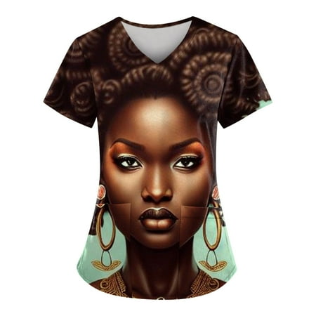 

Yubatuo Women Plus Size Scrubs Top with Pockets V-Neck Short Sleeve Animal Print Work Blouse for Women Green 2XL