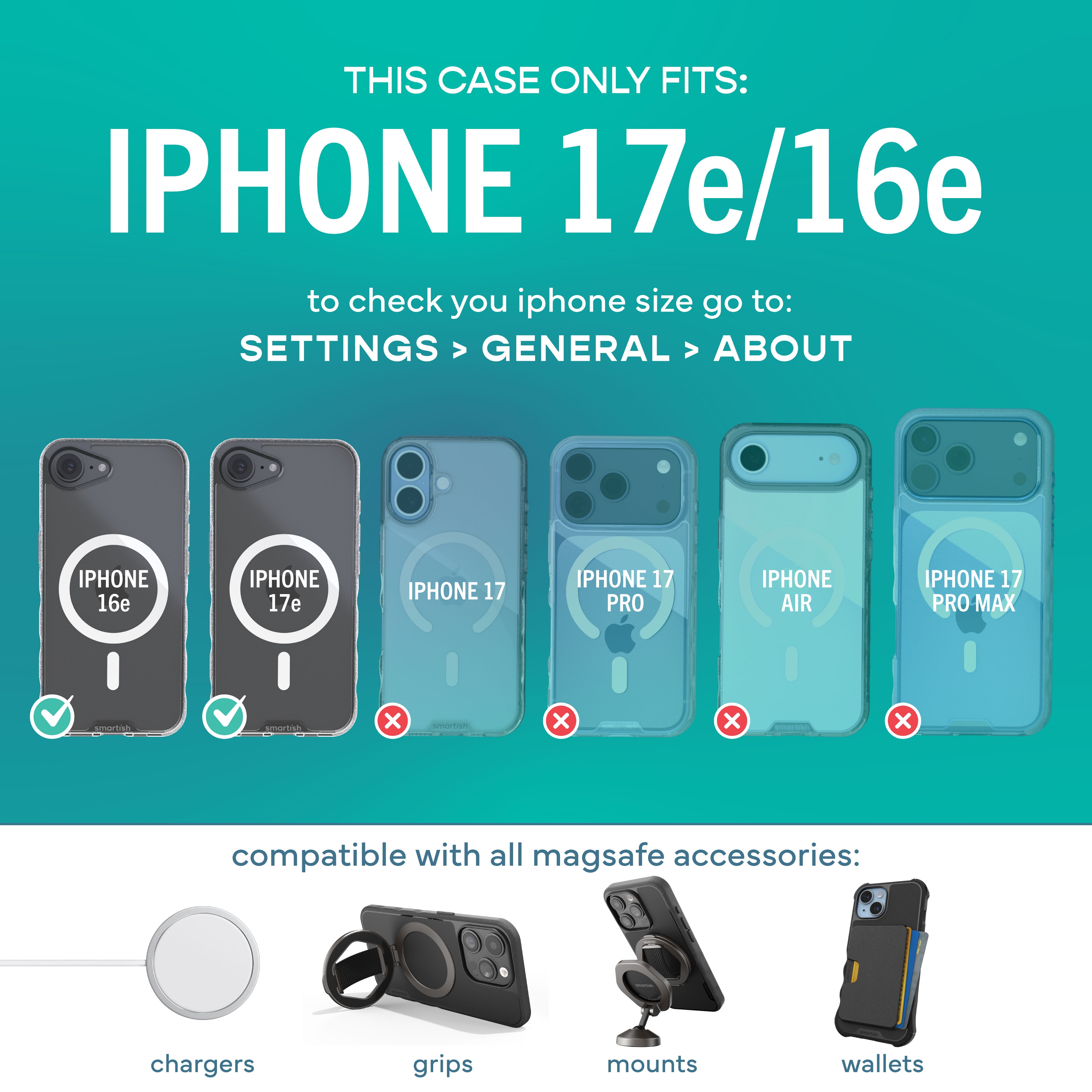 Smartish iPhone 17e/16e MagSafe Case - Gripmunk Protective Slim Magnetic Cover - Clearly