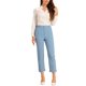 thumbnail image 2 of Pantalones de trabajo de mujer Inspire Chic de cintura alta con elástico en la parte posterior, de longitud hasta el tobillo, color azul claro sólido, talla S, 2 of 5