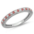 thumbnail image 1 of 14K Gold Round Cut Ruby & White Diamond Ladies Anniversary Wedding Band Stackable Ring, 1 of 1