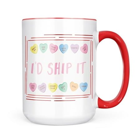 

Christmas Cookie Tin I d Ship It Valentine s Day Conversation Hearts Border Mug gift for Coffee Tea lovers