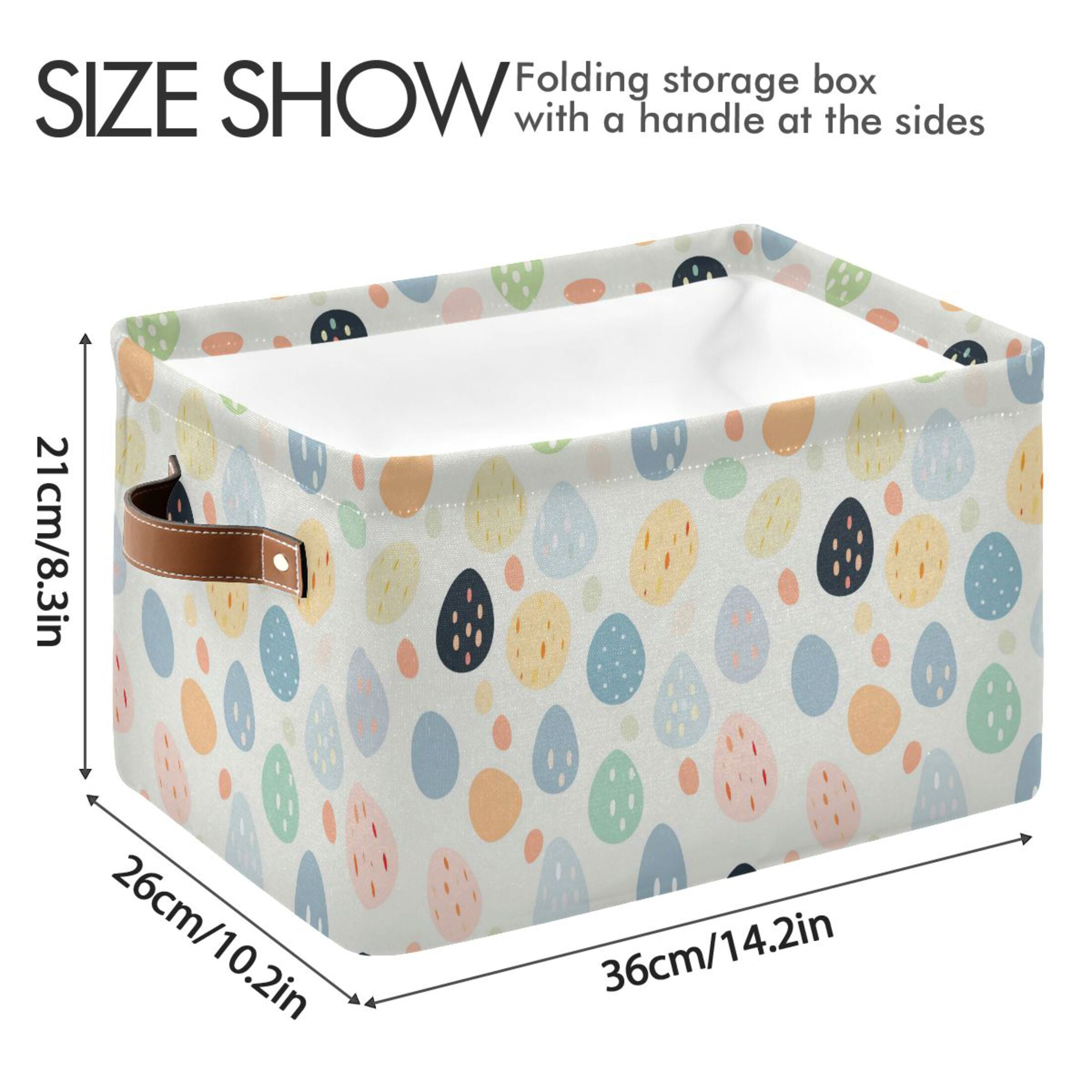 Easter Eggs with Dots Storage Bins with Handle Fabric Organizer Basket Foldable Box 2 Pack 14.2x10.2x8.3