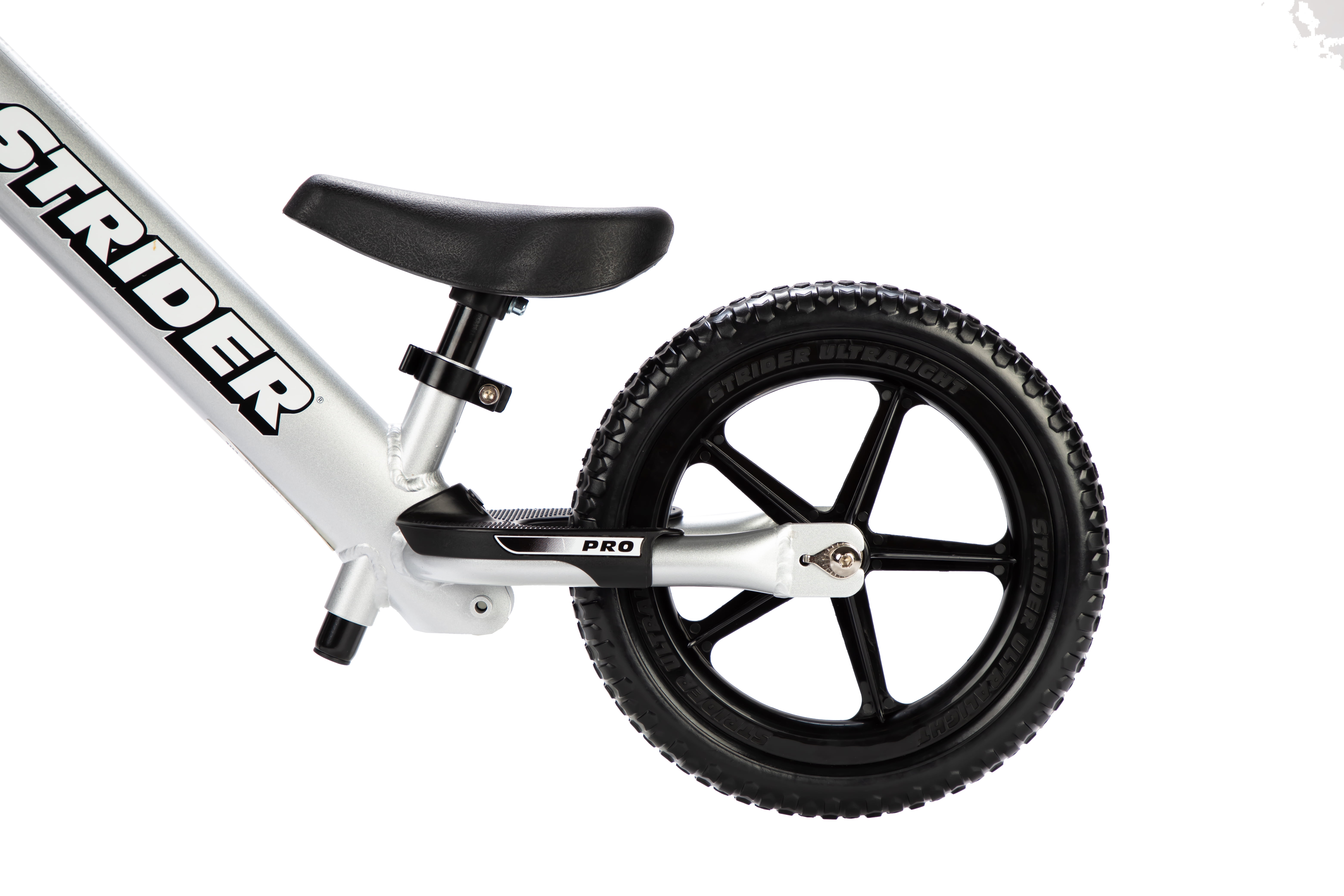 Strider - 12 Pro Balance Bike, Ages 18 Months to 5 Years - Silver