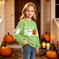 thumbnail image 4 of RUTAYY Girls Crewneck Sweatshirt Halloween Ghost Pumpkin Graphic Long Sleeve Kids Tops Casual Party Wear, Dark Green, 4 of 5