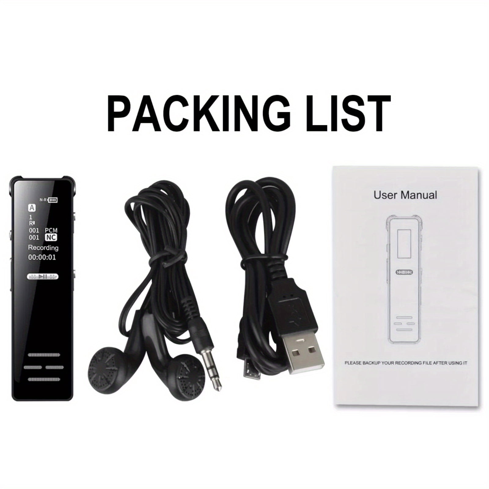 Compact 128GB Voice Recorder - OLED Screen HD Voice Activated Audio Device