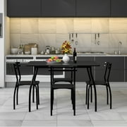 Costway 5 Pcs Dining Set Table 30'' And 4 Chairs Home Kitchen Room Breakfast Furniture Black