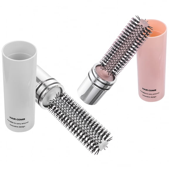 ACDANC 2 Pcs Mini Hair Brush Round Brush Slick Back Hairbrush Mens Comb Hair Brush for Curly Hair Portable Curling Comb Pocket Abs Travel