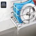 thumbnail image 3 of Organizador para fregadero de cocina, soporte para esponja de fregadero, acero inoxidable, organizador de detergente y jabón, soporte para lavabo de baño, esponjas y dispensador no incluidos, 3 of 5
