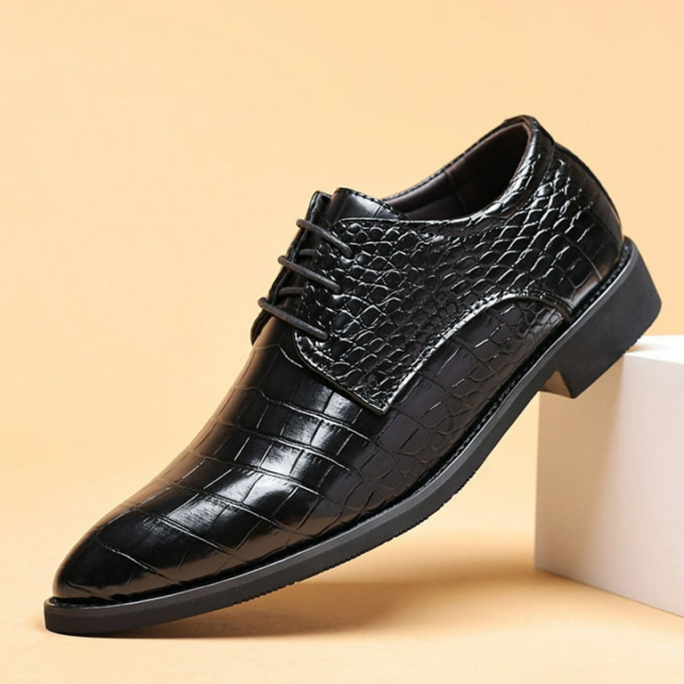 Black Men'S Leather Dress Shoes Summer Solid Color Business Formal