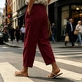thumbnail image 3 of Levmjia Women's Casual Pants High Waisted with Pockets Drawstring Waist Scallop Hem Loose Fit Wide Leg Lounge Pants Solid Color for Summer Daily, 3 of 6