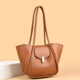thumbnail image 6 of HUISZJ PU Leather Tote Handbag, Large Capacity Shoulder Bag, Retro Tote Bag for Work Travel Outdoor (Brown), 6 of 8