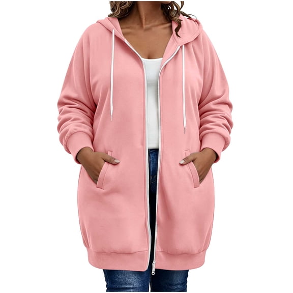 Virmaxy Women's Plus Size Full Zip Long Hoodie Sweatshirt Long Sleeve Oversized Casual Jacket with Side Pockets for Fall Winter Daily Wear L-XXXXXL
