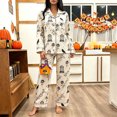 thumbnail image 4 of BOOMNY Halloween Womens Pajama Sets 2 Peice Pjs Set for Women Hallowmas Pumpkin Ghost Graphic Long Sleeve Buttons Sleepwear Tops Pants Cozy Homewear Loungewear Sets, 4 of 6