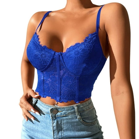 

QWERTYU Bralettes for Women Adjustable Strap V Neck Everyday Bralette Bralettes L Royal Blue
