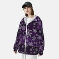 thumbnail image 4 of Pofeuu Snowflake Gradient Purple Print Sun Protection Outdoor Lightweight Full Zip UV Cooling Hoodie Long Sleeve Summer Clothing for Outdoor Hiking-Medium, 4 of 5