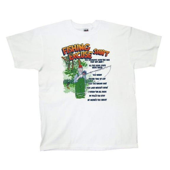 Fishing Funny Fishing Excuse Short Sleeve T-shirt-Medium White