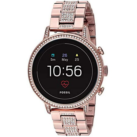 Fossil Women's Gen 4 Venture HR Heart Rate Stainless Steel Touchscreen Smartwatch, Color: Rose