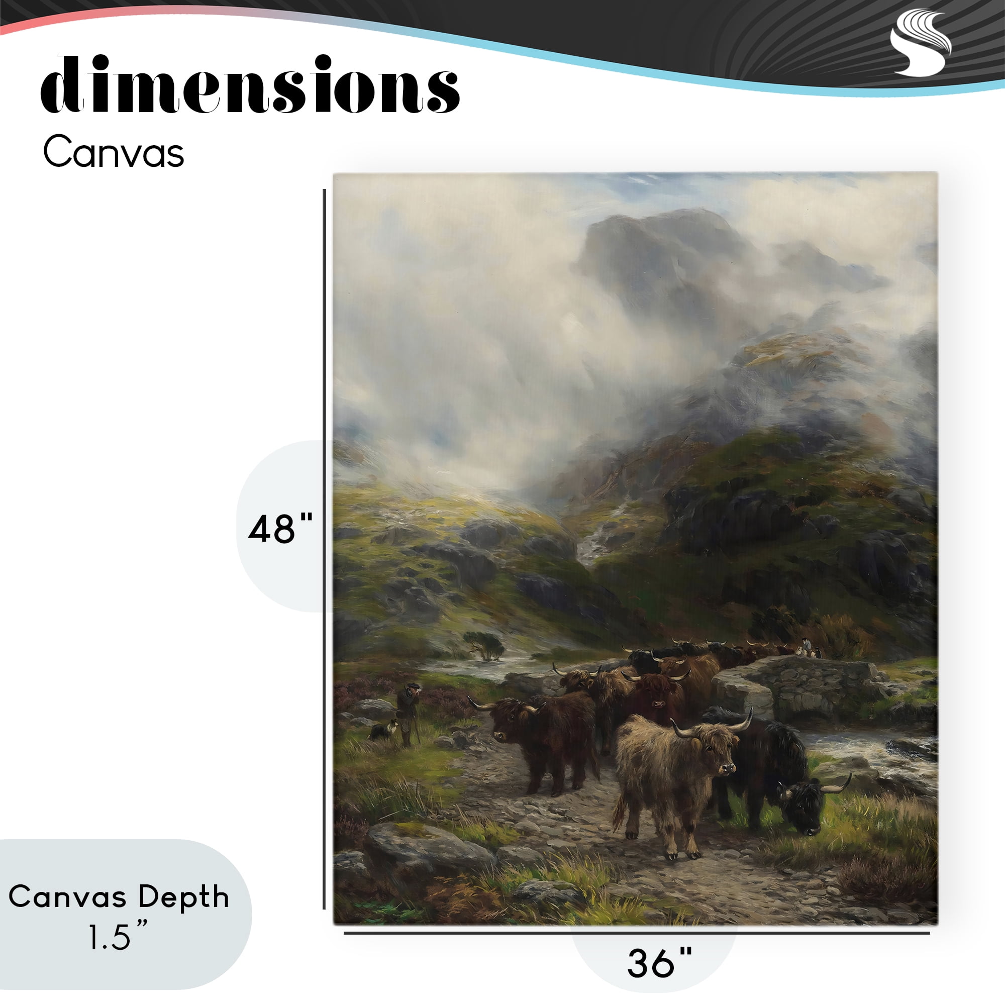 Stupell Industries Moody Highland Cows Herd Canvas Wall Art, design by Arlington Prints