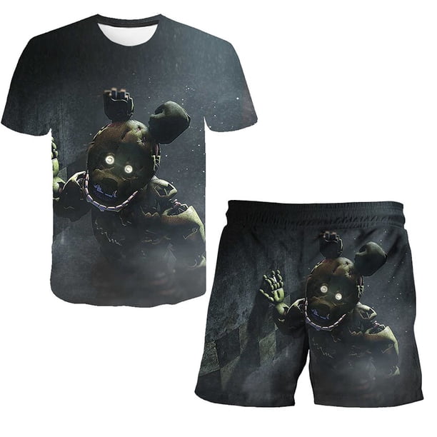 Moda niño niña cinco noches en Freddy conjuntos de ropa bebé niños niñas juego terrorista camisetas pantalones cortos 2 uds traje Outfits6T Gao Jinjia LED